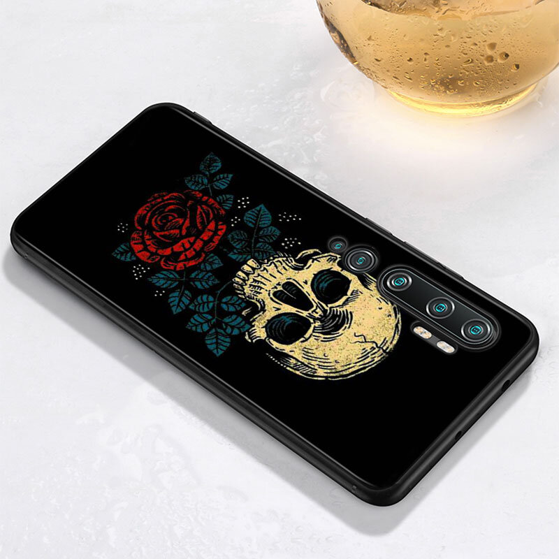 Art Flower Skull per Xiaomi Mi 8 9 10 11 10i 11i 10 10 11Pro A3 9T 10T Lite Pro Se Ultra 5G custodia per telefono in Silicone nero