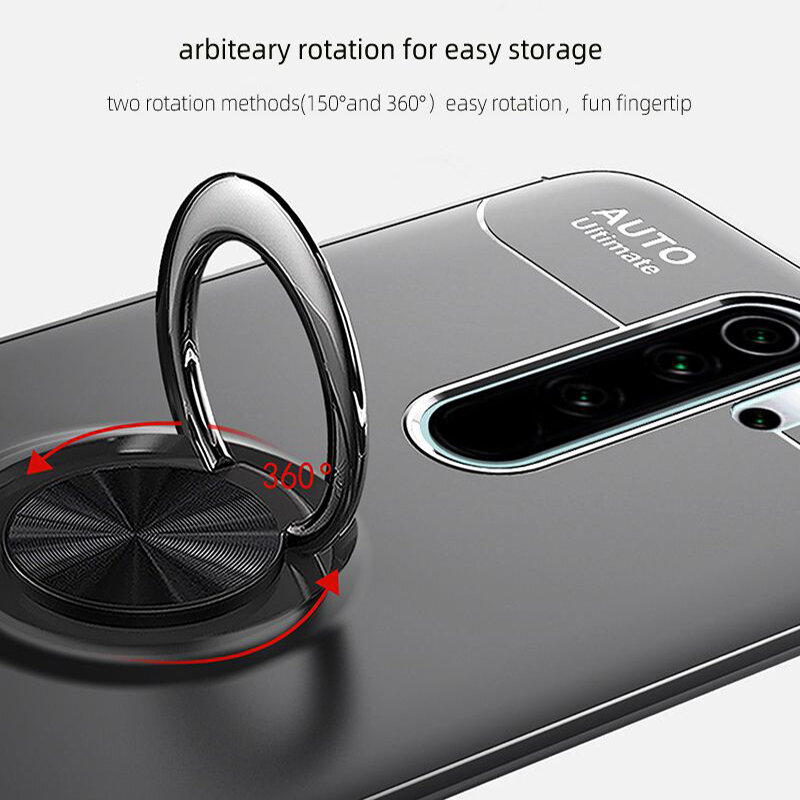 For Redmi Note 6 7 8 8t 9 9s 10X K20 K30 Pro max Metal Invisible Ring Bracket Soft Case For Redmi 7 8 9 A 9c Case Silicone