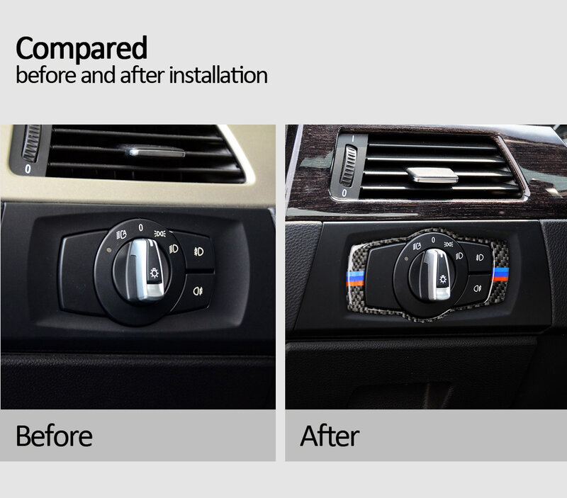 Marco de interruptor de faro Interior de coche, embellecedor de fibra de carbono Real para BMW Serie 3, E90, E92, E93, 2008-2012, embellecedores de cubierta de interruptor automático