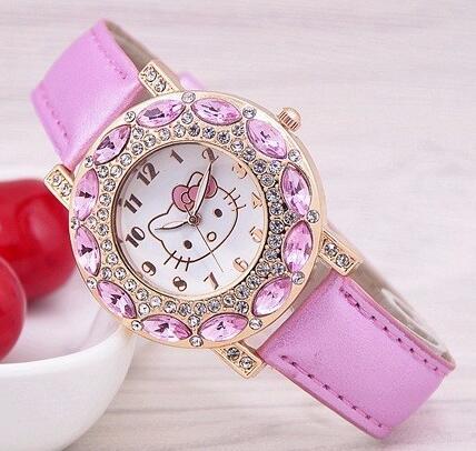 Mode Marke Quarzuhr Kinder Mädchen Frauen Leder Kristall Handgelenk Uhr Kinder Armbanduhr Uhr relogio