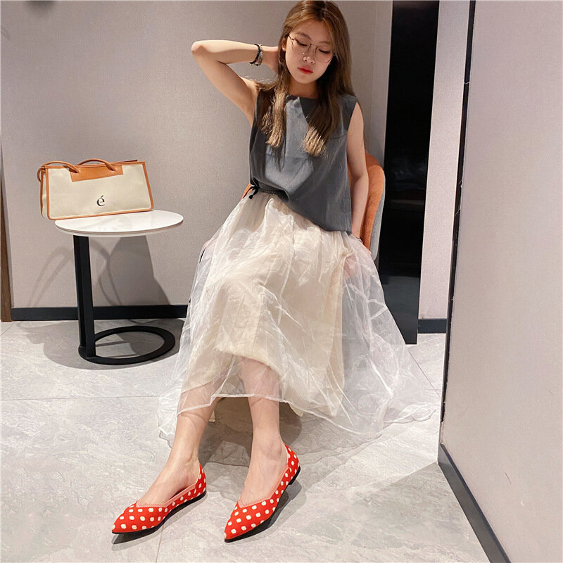2021 donna maglia scarpe a punta balletto colore misto morbido incinta Zapatos De Chaussure Femme Zapatillas Mujer mocassino piatto da donna