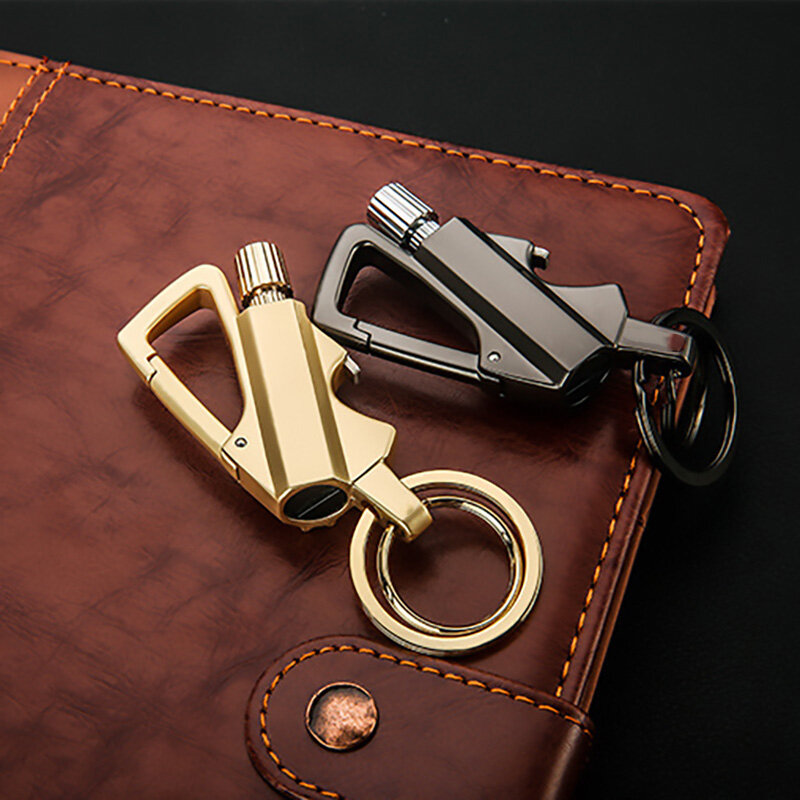 3 en 1 multi-fonction porte-clés Match Stick extérieur clé pendentif mâle feu étanche décapsuleur clé pendentif-noir