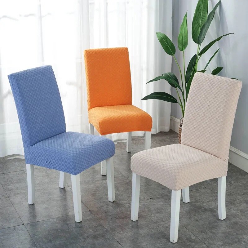 Fundas de silla de Jacquard de Color sólido, cubierta elástica para boda, comedor, oficina, banquete, fundas de silla