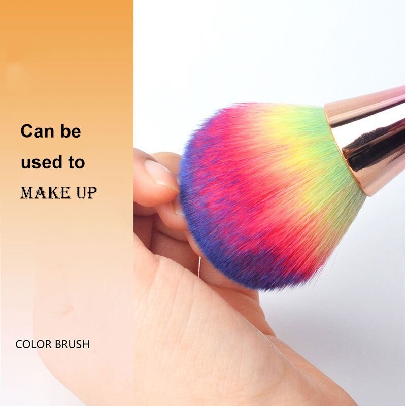 Kolinsky-brocha de maquillaje en polvo, pinceles profesionales de color rosa, arcoíris y dorado, Nail Art para manicura, 1 unidad
