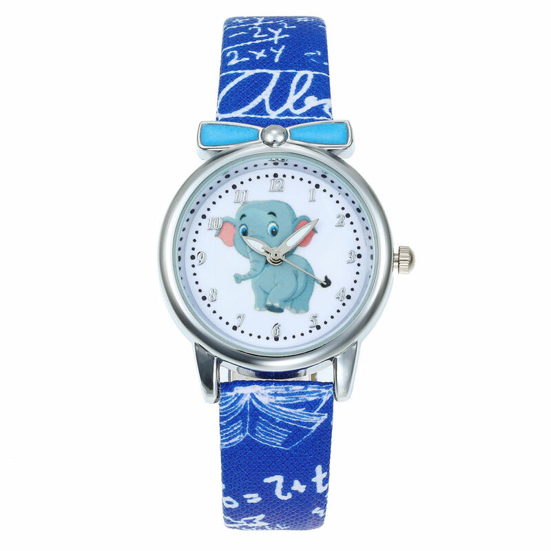 핫 패션 브랜드 만화 귀여운 코끼리 아이 쿼츠 시계, 어린이 소녀 소년 가죽 팔찌 손목 시계 손목 시계