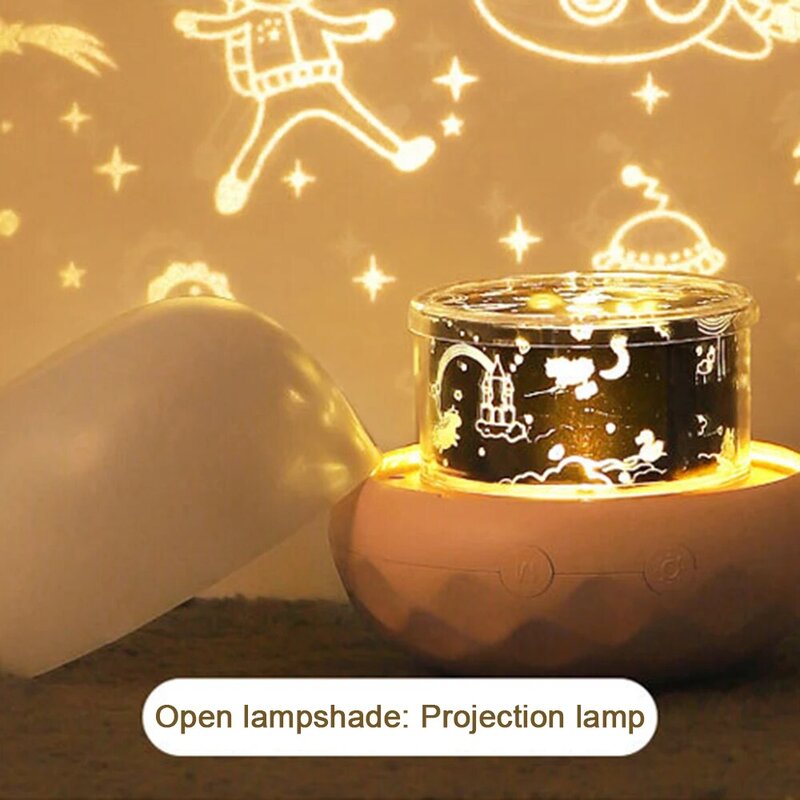 Proiettore a luce notturna a forma di fungo con cavo USB lampada di proiezione rotante stellata alimentata per camera da letto con 5 pellicole di proiezione