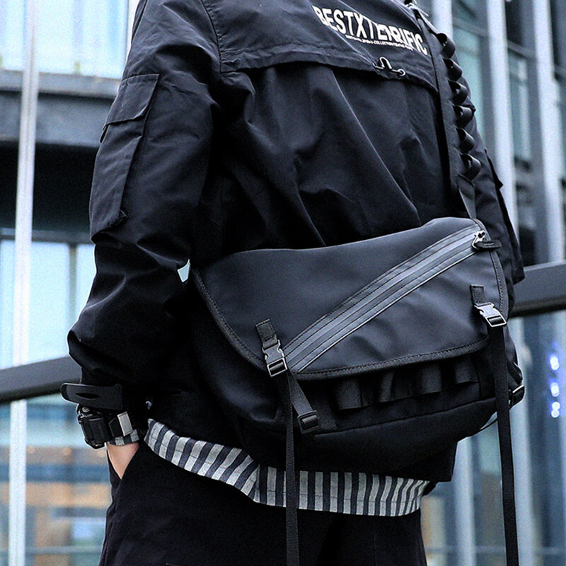 FYUZE – sac à bandoulière noir pour hommes, sacoche imperméable, sac de voyage décontracté, adapté pour iPad 13 pouces