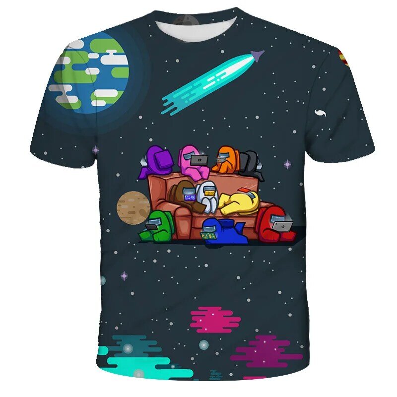 2021 amongs eua novo jogo amongs t camisa 3d crianças roupas menino eua engraçado dos desenhos animados camiseta gráfico impostor camisetas verão topos traje