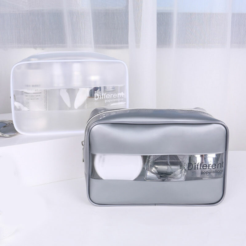 Tas Penyimpanan PVC Transparan Tas Makeup Bening Organizer Travel Tas Kosmetik Kecantikan Tas Perlengkapan Mandi Tas Cuci