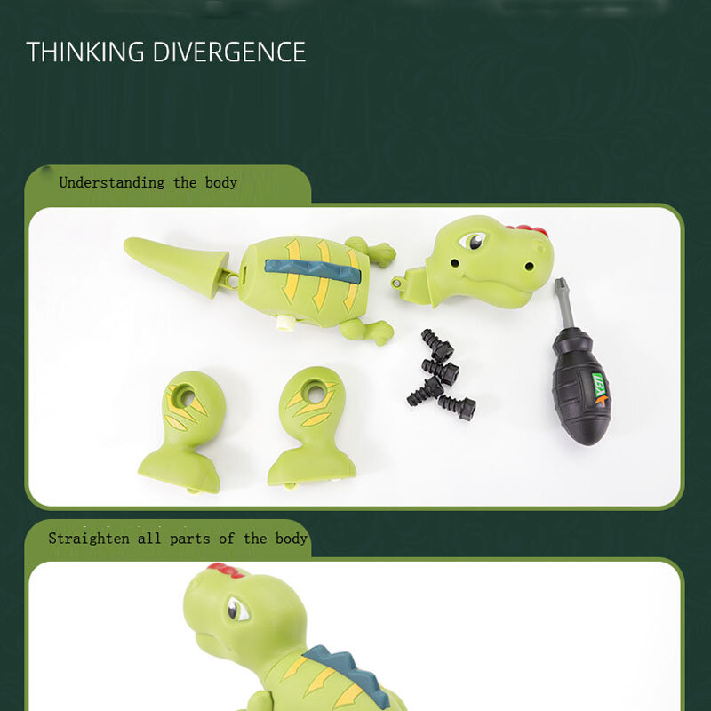 Mainan Dinosaurus Perakitan DIY Mainan Dinosaurus Pembongkaran dan Perakitan Mainan Pendidikan Sekrup Sekrup Perakitan Deformasi Mainan Dinosaurus