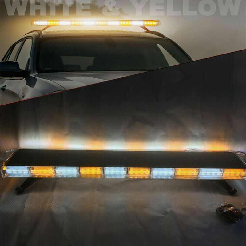 47" Rooftop LED Emergency Strobe Light Bar Amber White Traffic Signal Warn Tow Truck Response Lamp Bar