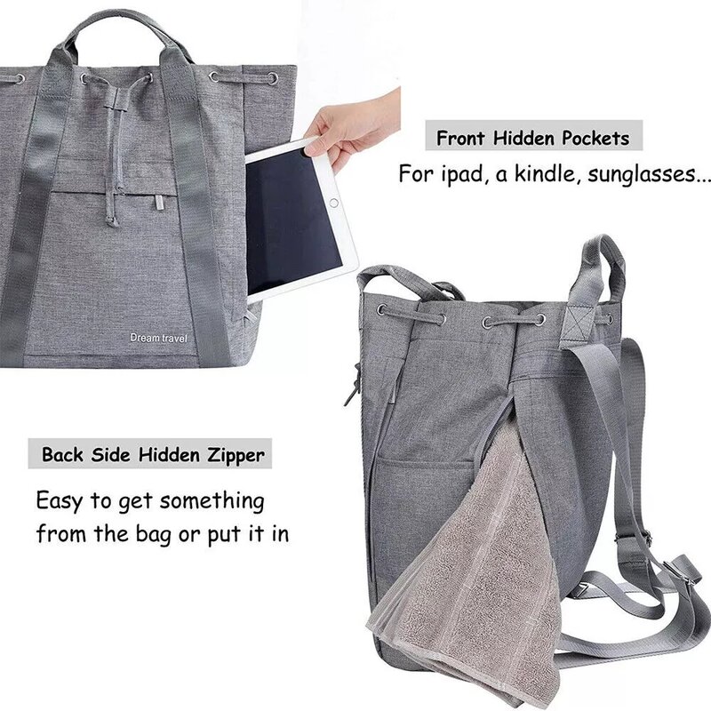 Portable Travel Outdoor Drawstring Tote Bag School Sport Bag Big Capacity Clothes Organizer