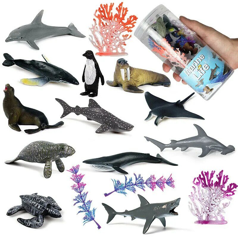 Nova simulação de vida marinha animais selvagens aves dinossauro modelo estatuetas figura ação miniatura boneca crianças brinquedos educativos