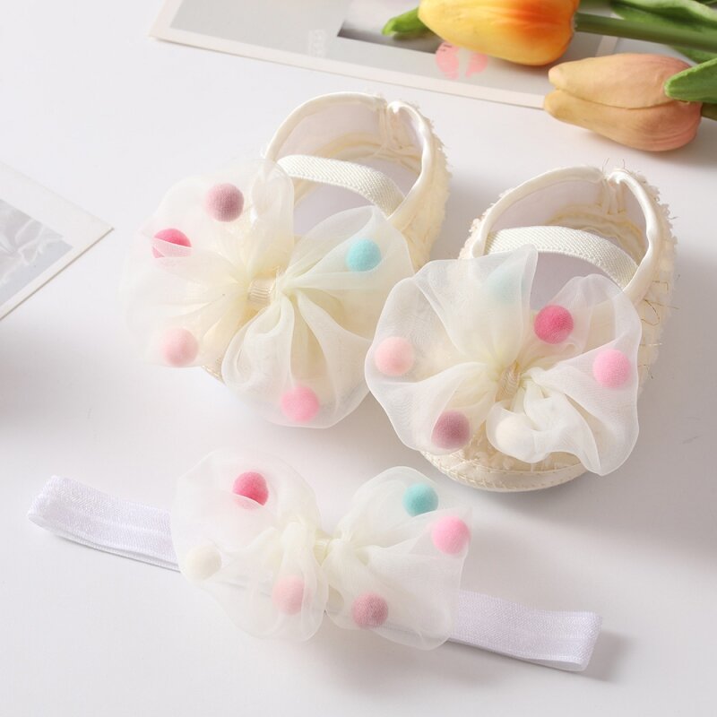 Weixinbuy детская обувь с мягкой подошвой и бантом, обувь для начинающих ходить принцесс, прогулочная обувь для новорожденных 0-18 месяцев, компле...