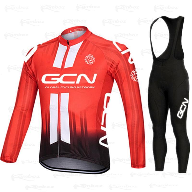 Nowa jesienna koszulka kolarska 2021Team GCN 20D zestaw śliniaczków MTB jednolita odzież rowerowa szybkie suche ubrania rowerowe męskie długie odzież rowerowa