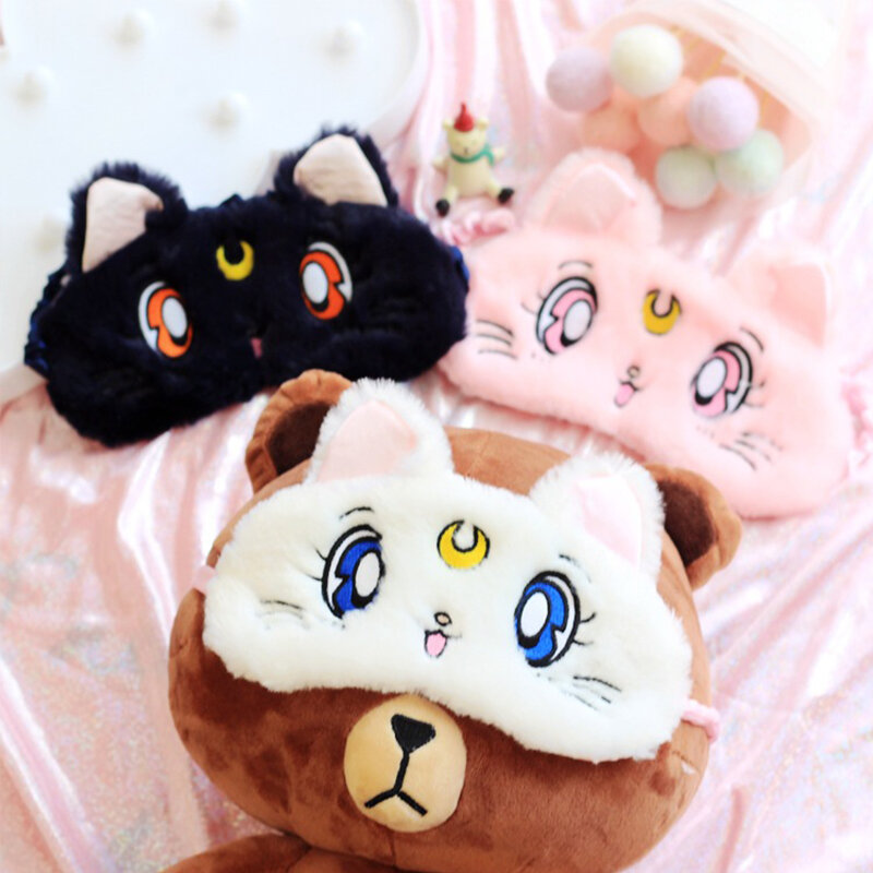Anime Sailor Moon Luna Cat Cosplay prop Three styles Cartoon Shading eye mask Sleep Goggles
