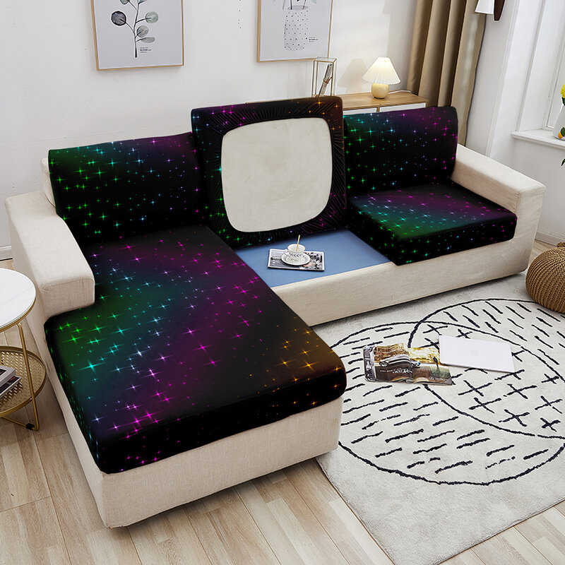 Funda de asiento de sofá con estampado de galaxia para niños y mascotas, cubierta de cojín elástica lavable y extraíble, cielo estrellado