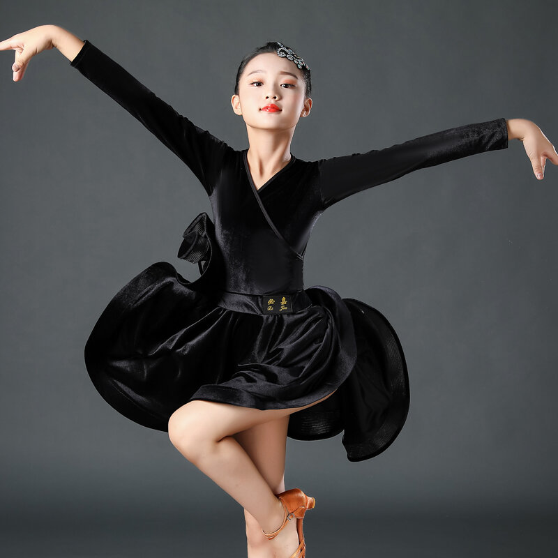 Dancina Vestito da Danza Classica Bambina a Maniche Lunghe in Cotone e Spandex