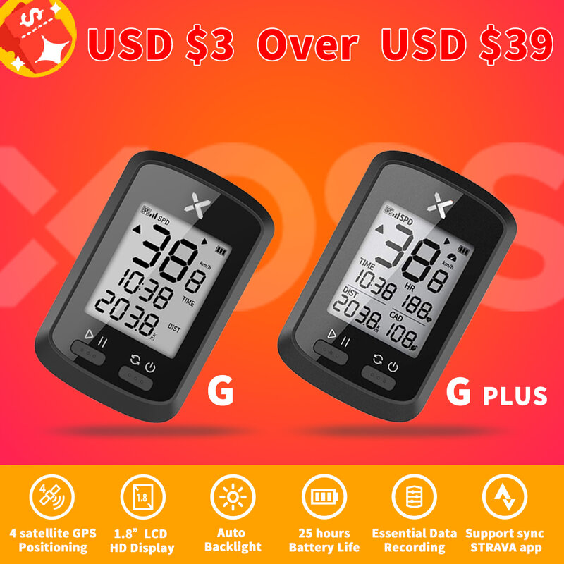 XOSS – compteur de vélo GPS sans fil G/G + Plus, odomètre, Bluetooth ANT + Sprint, étanche, pour vélo de route et vtt, compteur de vitesse