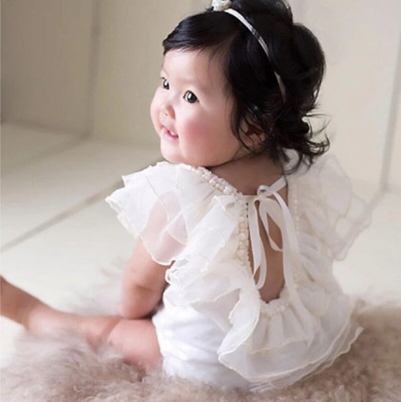 Newborn Photography Prop Princess Lace Dress Romper  Baby Girl Outfit Props Headband for Bebe Photography Accessories