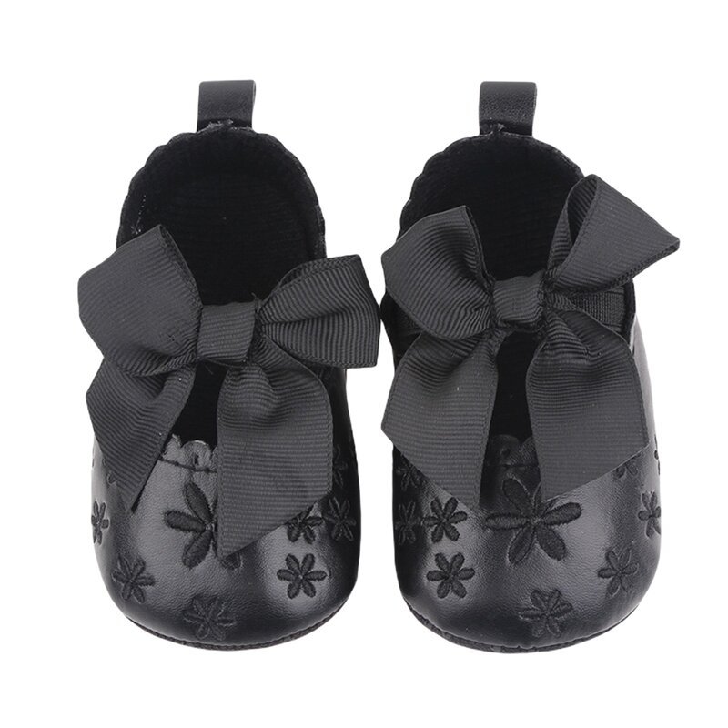 Baby Boy Girl Baby Moccasins Moccs Shoes Bow Flower Print Soft Soled Non-slip Footwear Crib Shoes Princess PU Leather Shoes