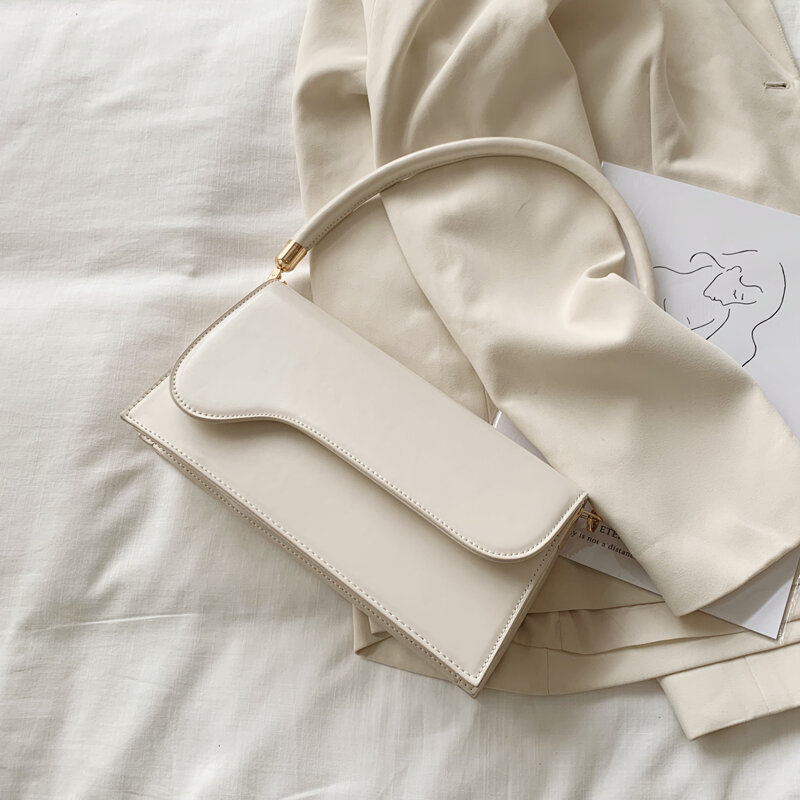 Bolsa de ombro feminina elegante estilo simples, bolsa de mão pequena de couro pu para mulheres 2021, bolsa de ombro para viagem