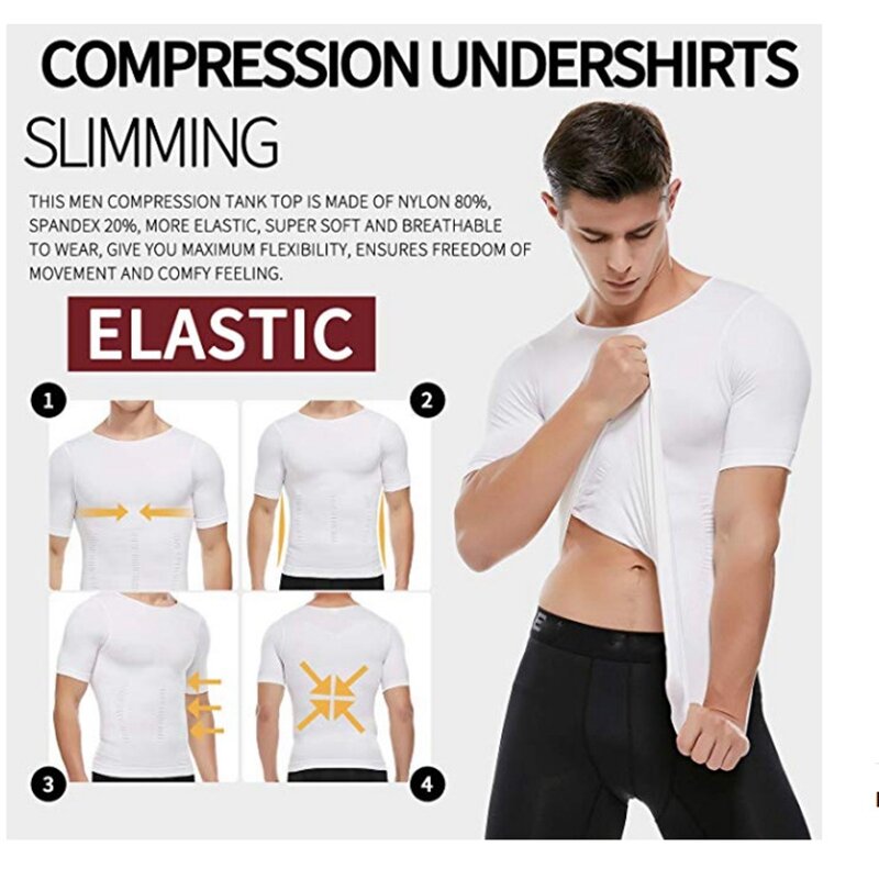 Утягивающий корректирующий жилет для мужчин, утягивающее белье для живота для мужчин, корректирующая компрессионная рубашка для бодибилди...