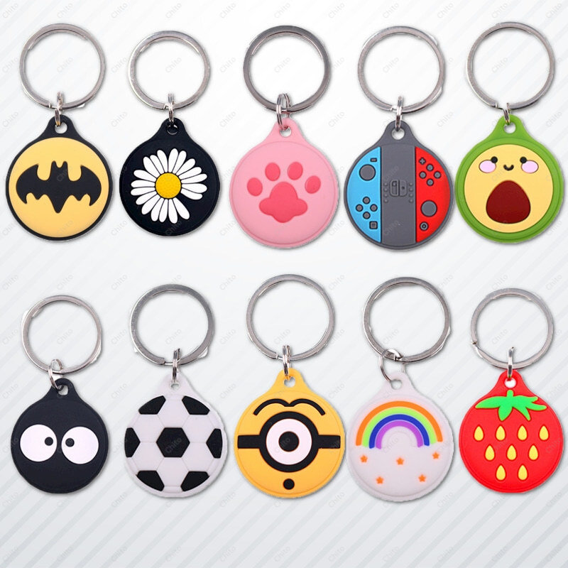 Cute Cartoon Liquid Silicone For Airtag Case Protective Silicon Cover For Apple Airtags Holder KeyChain Shell Air Tag Tracker