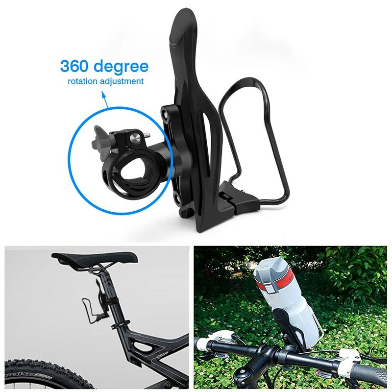 MTB Bicycle Water Bottle Holder With 360 Degree Rotatable Adapter Cycling Cup Drink Bottle Cage For Mountain Bike Accessories