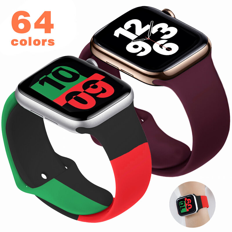 Soft Silicone Band for Apple Watch 6 Series SE 5 4 3 2 1 44MM 40MM Rubber Watchband Strap for iWatch 4/5 42MM 38MM Bracelet