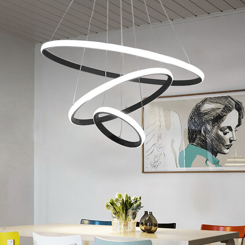 Moderne Minimalist Led Kronleuchter Hängen Lampe Ringe Decke Montiert Anhänger Licht Für Wohnzimmer Esszimmer Dekoration Leuchte