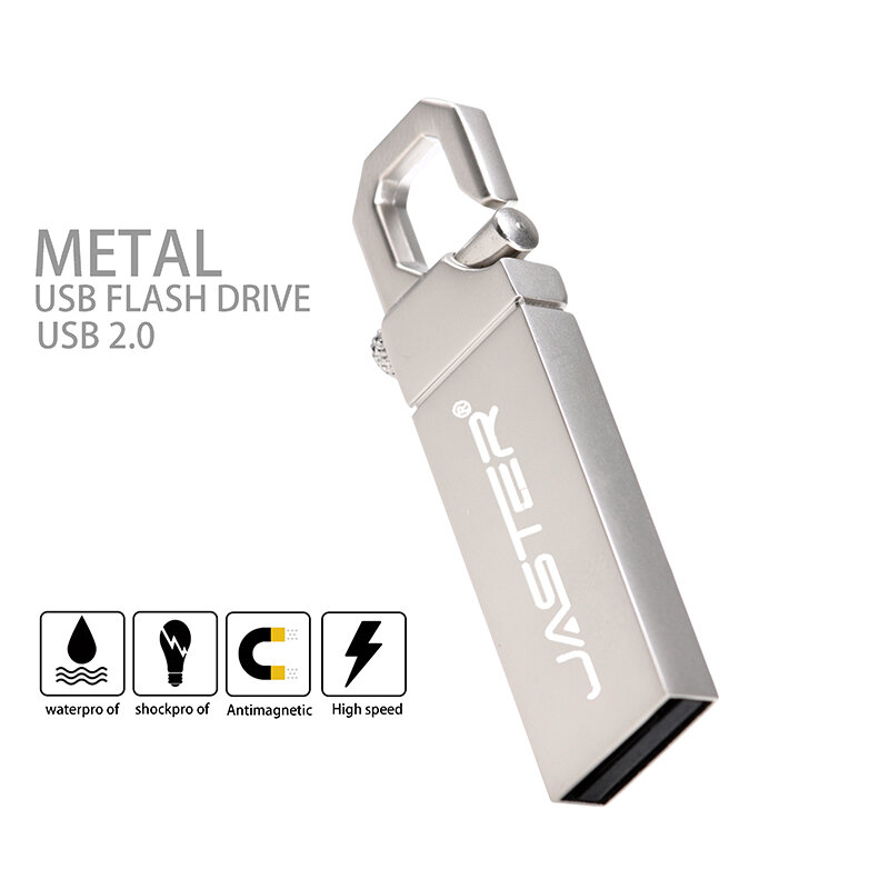 JASTER – clé USB 2.0 avec mousqueton en métal, support à mémoire de 4GB 8GB 16GB 32GB 64GB 128GB, lecteur flash avec LOGO gratuit au-delà de 10 pièces