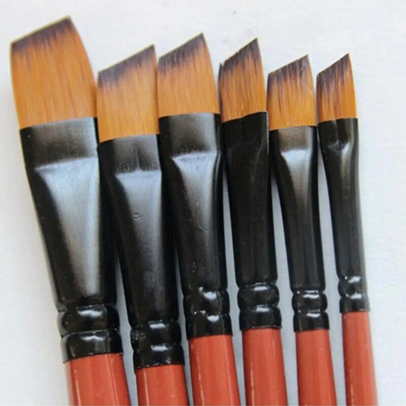 6 pièces/ensemble Nylon cheveux peinture à l'huile pinceaux acrylique aquarelle peinture pinceau Art fournitures