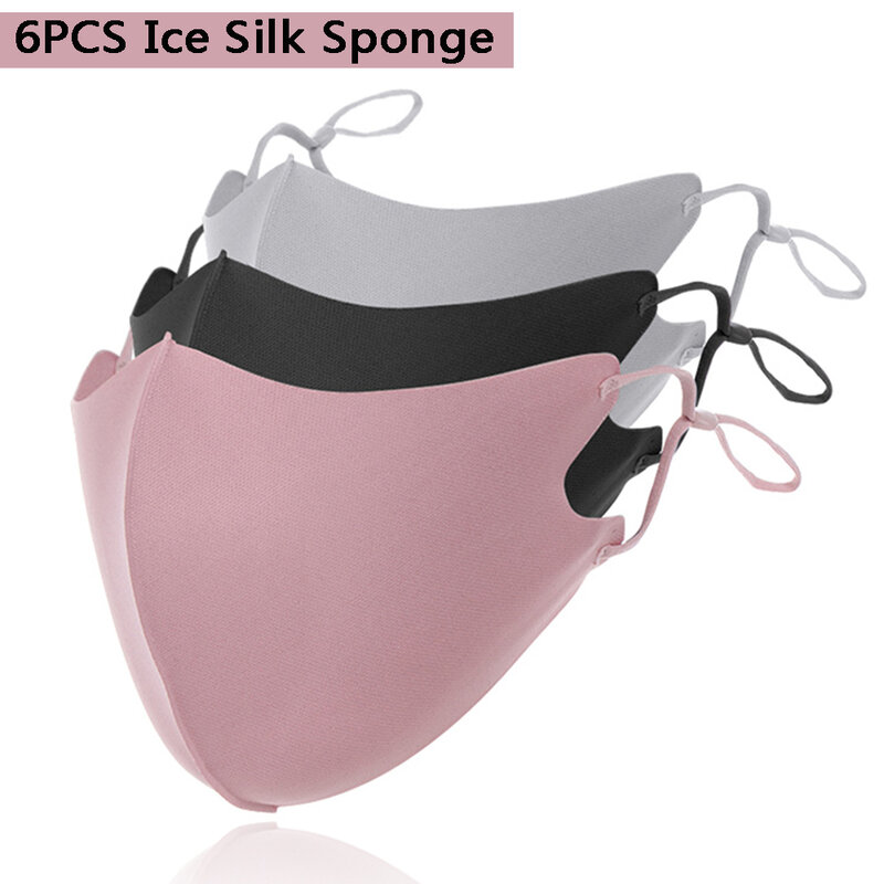 5/6Pcs PM2.5 Ice Slikฟองน้ำFace Maskสำหรับฤดูร้อนBreathable Anti-Dust Mouthหน้ากากความงามเล็บworkerเครื่องมือแต่งหน้า