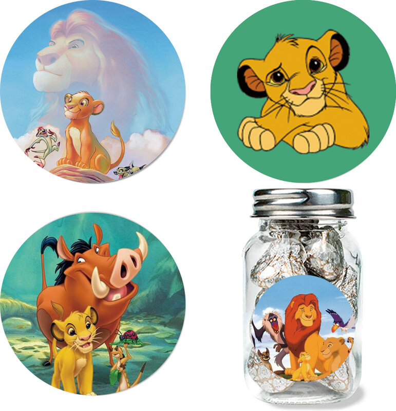 Etiqueta de cumpleaños de Magrise Simba, pegatinas de regalo de recuerdo de fiesta temática del Rey León Simba, Safari, jungla, Baby Shower, 1 cumpleaños