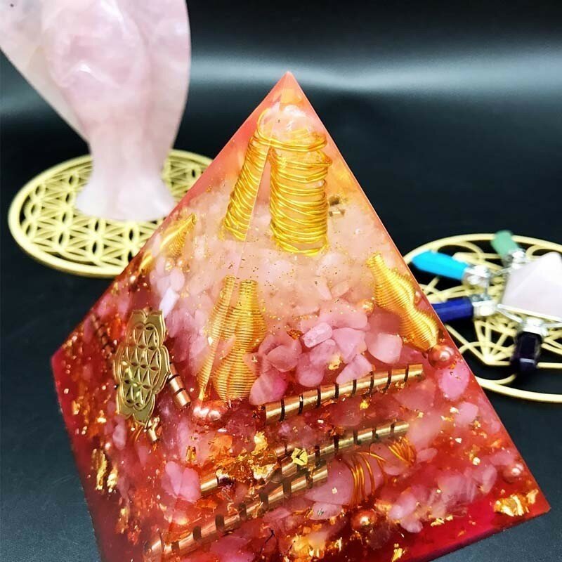 AURA REIKI orgonita pirámide Anahata Chakra Ariel regulación emocional cristal Rosa artesanía joyería Glamour para mujer C0151