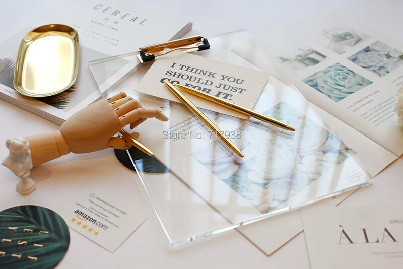 Прозрачные золотые тонированные утолщенные акриловые кусачки для бумаги A4, офисные аксессуары