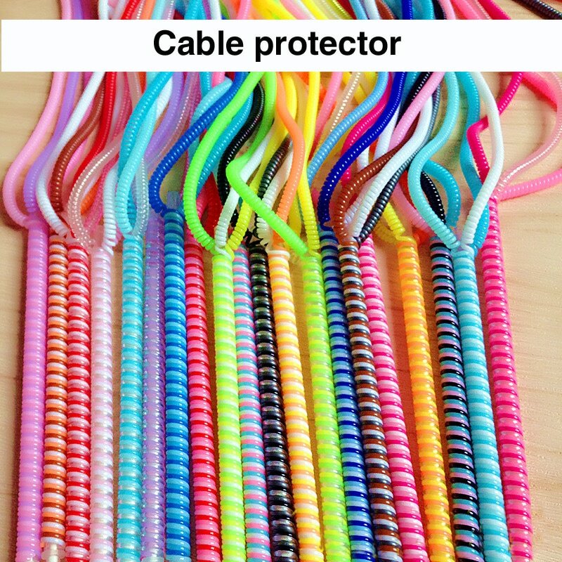Funda protectora para Cable de datos de 60cm, cuerda de resorte para Iphone, Android, carga USB, funda para auriculares, bobinadora
