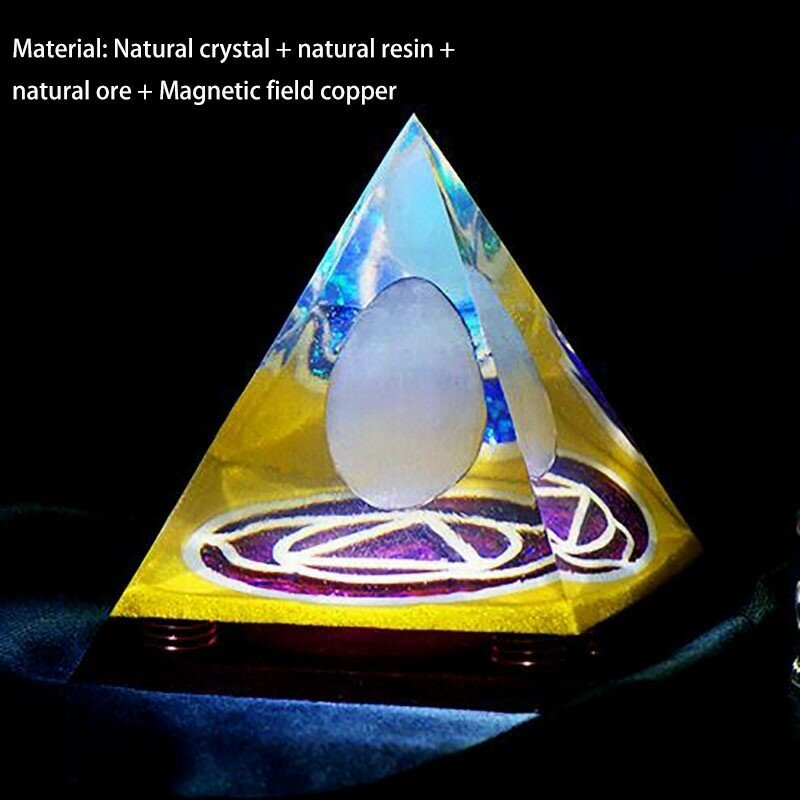 Orgonite Luminoso Piramide Naturale Cambiamento di Campo Magnetico Della Decorazione Della Resina di Cristallo di Energia Reiki Guarigione Aiuta Sonno