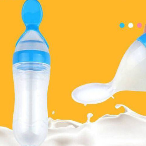 90ML Schöne Sicherheit Infant Baby Silikon Fütterung Mit Löffel Feeder Lebensmittel Reis Getreide Flasche Für Beste Geschenk