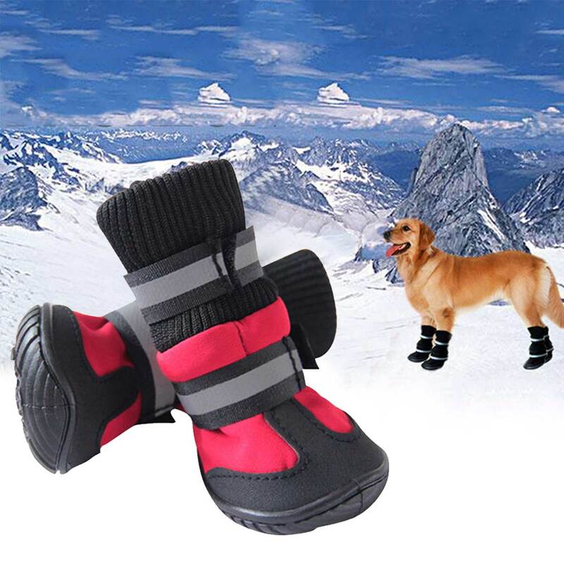 犬用の防水性と滑り止めの靴,冬用のコットンペットブーツ,大型,4ユニット