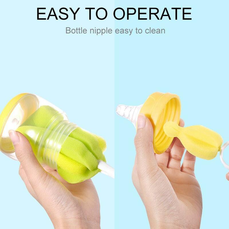 2019 New 2pcs/set Baby Bottle Brush Nipple Brush 360-degree Rotating Head Cleaning Sponge Cup Brush Kit