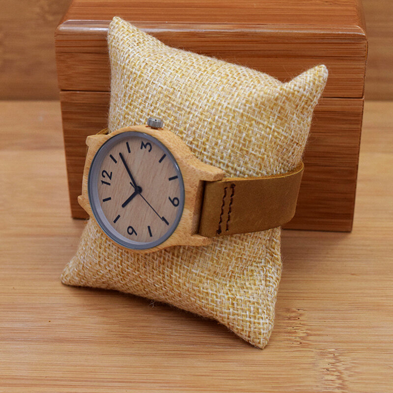 High-end Elegant Wooden Watches for Women 16mm Leather Watchband Fashion Classic Handmade Relogio Feminino Clock Christmas Gift