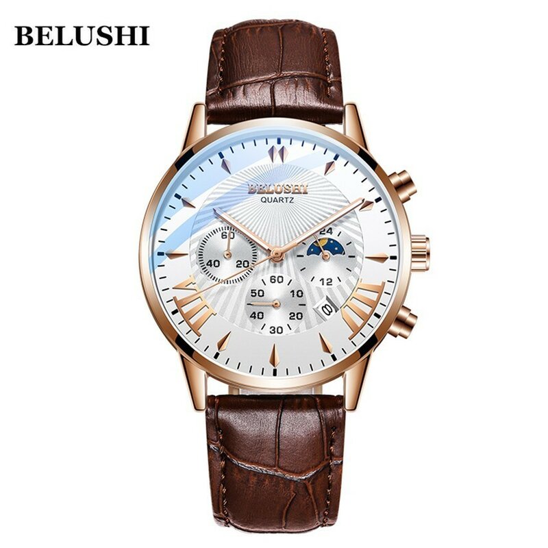 Relojes para Hombre marca superior de lujo Belushi relojes militares de hombres deportivos Reloj de pulsera de cuarzo Reloj de cuero impermeable para Hombre Reloj