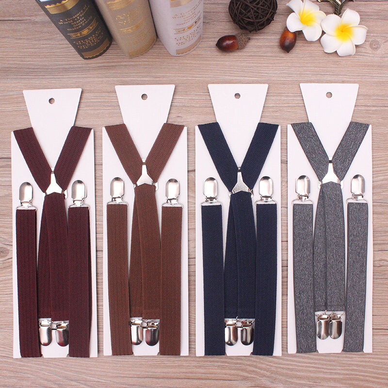 1 inch width Triangle Metal X Back Suspensorio Classic 4 Clips High Elastic Adjustable Men Gift Suspenders Braces Husband Father