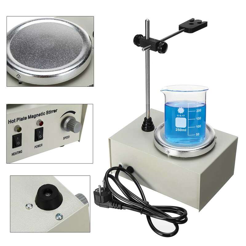 Misturador magnético para aquecimento de laboratório, com placa quente de 110 w, 220 w, 250 ml, antirruído, proteção de fusíveis
