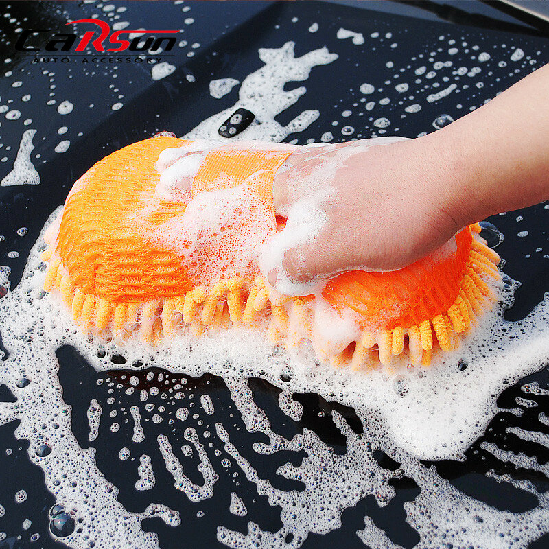 1 PC Carsun Car Coralline Sponge Microfiber Washer Clean Wash Towel Chenille Cleaning Duster-Blue