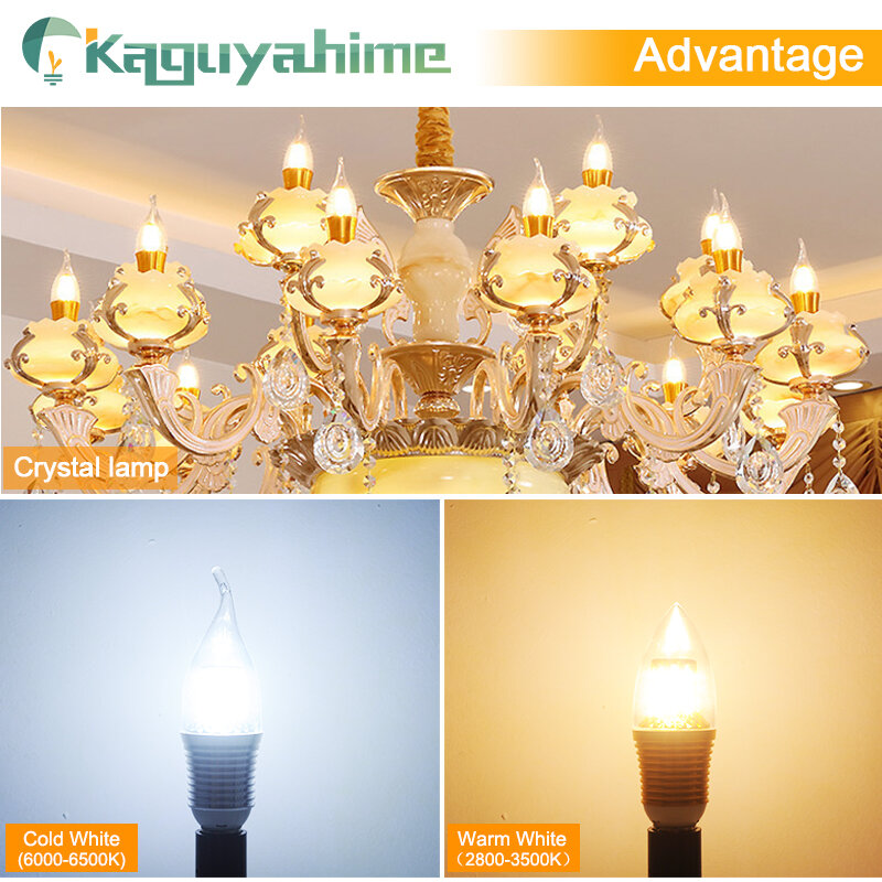 Kaguyahime LED E14 220V 5W 7W 9W 12W 240V żarówka świeczka lampa aluminiowa SMD2835 lampa energooszczędna kryty dekoracyjny element oświetleniowy żarówka