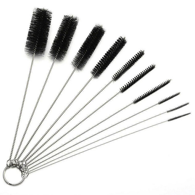 10pcs/set Car Detail Cleanning Nylon Tube Brushes Straw Set For Glasses / Keyboards / Jewelry Cleaning Brushes Clean Tools