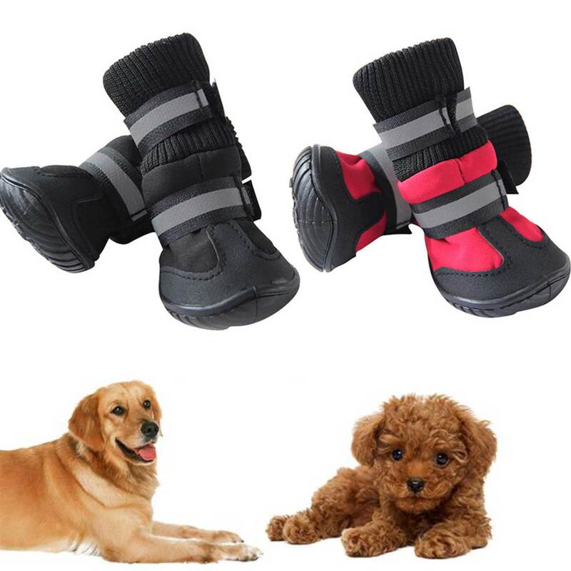 4ชิ้น/สุนัขรองเท้าเอว Golden Retriever Samos Husky กันน้ำ Non-Slip ฤดูหนาวสุนัขฟุตสุนัขขนาดใหญ่รองเท้าผ้าฝ้ายรองเ...